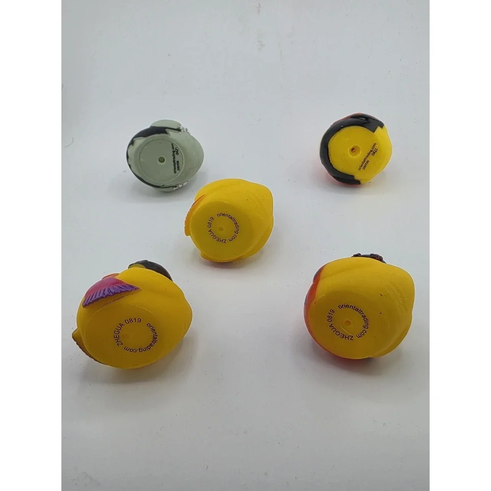 Set of 5 Plastic Duck Figurines Assorted Designs Collectibles